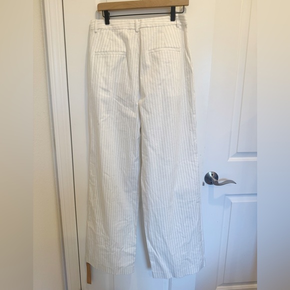 NWT REFORMATION Oren Pants Wide Leg White Pinstripe Office Spring - Picture 3 of 7